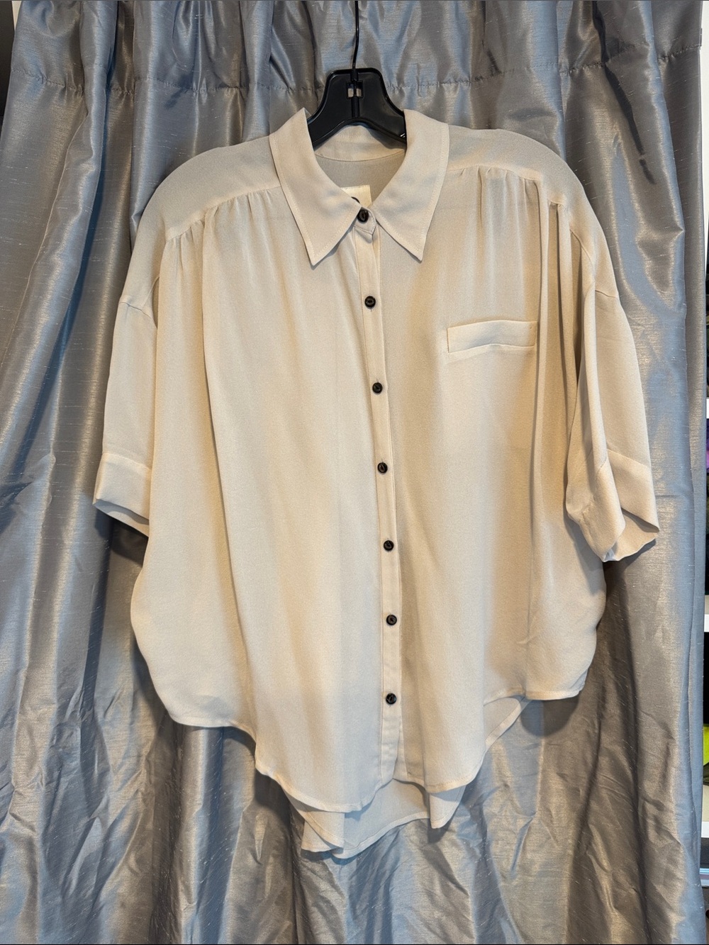 Ever 100% Silk Cream Button-Front Blouse Size Small
